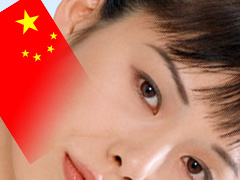 中国国旗と女性