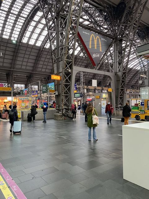 たくさんの人が行き交う鉄道のターミナル駅、フランクフルト中央駅